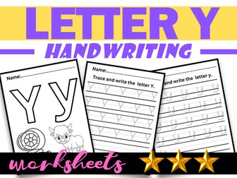 Beginning with the Letter Y|Letter Y Recognition and Handwriting|Letter formation Tracing Worksheet