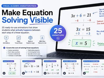 Visual Algebra Animation Pack: 25 ready-to-use algebra animations