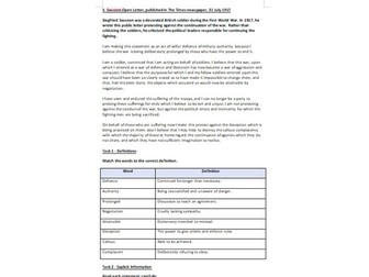 Non Fiction Worksheet (War)