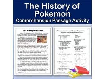 History of Pokemon | Reading Comp Passage & Activity | Editable