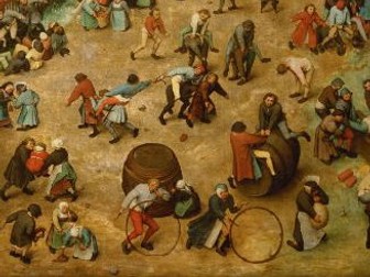 Children's Games by Pieter Bruegel - making a playground picture inspired by the painting