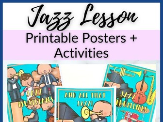 Jazz Printable Activities, Posters, Bulletin Board