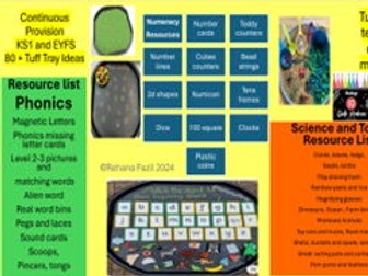 Continuous Provision KS1 and EYFS 80 + tuff tray ideas