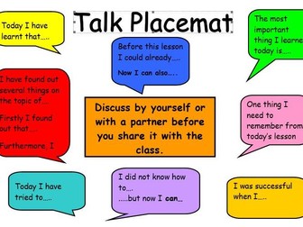 Plenary/End of lesson Talk Placemat