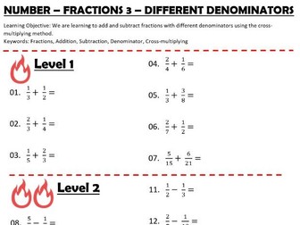 Number - Fractions 3 - Adding and Subtracting Fractions (Different Denominators)