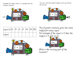 Year 6 Algebra: Input and Output Function Machines (Linked to White ...