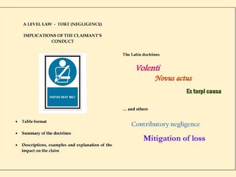 Tort: Claimant's conduct (relevant doctrines)