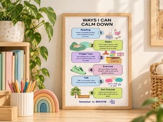 Calm Down Strategies Poster | Emotional Regulation | Primary Classroom