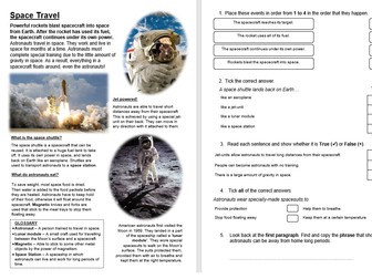 Space Travel - Space KS2 Primary Reading Comprehension National Test Style Sample Questions