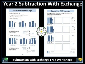 Subtraction : Year 2 Subtraction With Exchange FREE  Information Sheet and Worksheet