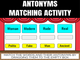 Boom Cards English: Antonyms Matching Activity