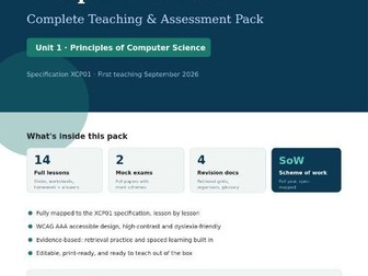 Pearson Edexcel IAL Computer Science Unit 1 (XCP01)