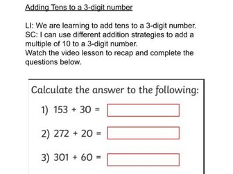 Adding tens to a 3 digit number