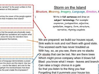 Storm on the Island Deep Analysis Worksheet