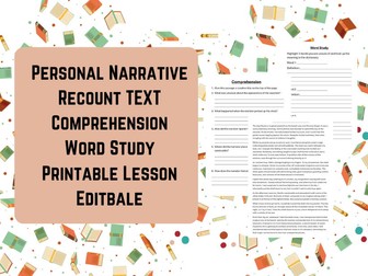 Personal Narrative Recount Comprehension Task