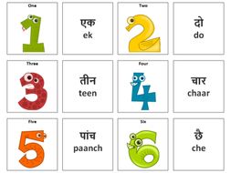 numbers hindi vocabulary card sort teaching resources
