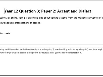 Question 3, Paper 2: Accent and Dialect AQA English Language A Level