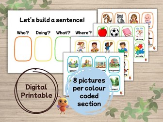 Colourful Semantics Sentence Building Worksheets.