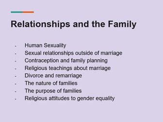 Relationships and the family revision PowerPoint