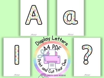 Rainbow Handprint Themed Bulletin Board Letters, Numbers, Punctuation and Maths Symbols