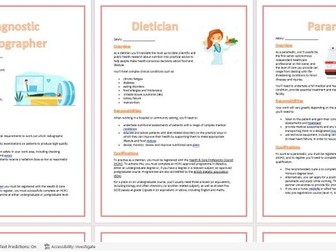 Health and Social Care Classroom Display or booklets - 9 Careers / Job Roles