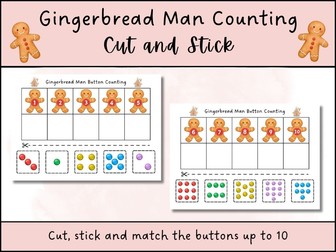 Gingerbread Man Counting Cut and Stick