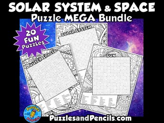 Outer Space and Solar System Word Search Puzzle MEGA BUNDLE | 20 Wordsearch Puzzles
