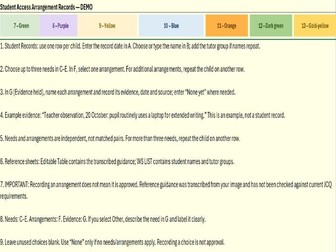 Access Arrangements: Student Evidence & Record Tracker