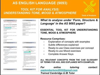 TOOLS OF ANALYSIS: TONE-MOOD-ATMOSPHERE FOR CAIE AS ENGLISH LANGUAGE (9093)