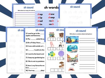 'Sh' sound spelling activity booklet