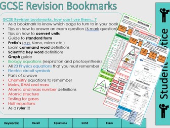 AQA GCSE Biology, chemistry and physics revision bookmarks