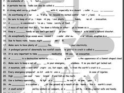 Natural Disasters and Emergency Preparedness 1 Page BW Worksheet
