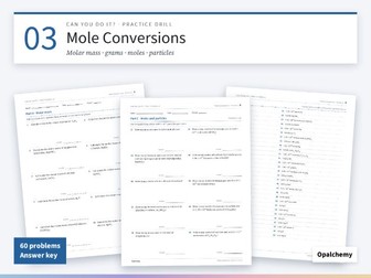 Mole Conversions Practice: 60 Problems