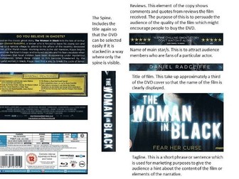 'The Woman In Black' exemplar DVD cover analysis with blank template.