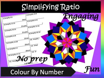 Simplifying Ratio Colour By Number Activity