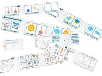 El Tiempo y La Ropa Flashcards, Worksheets Activities Pack (Primary Spanish)