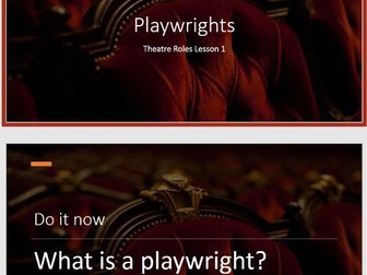 Roles in Theatre SOW