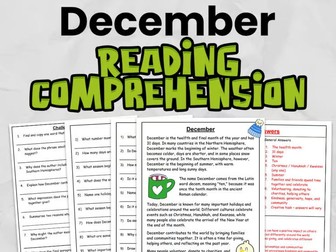 December Reading Comprehension & Close Reading Activities | KS2 English Worksheets | Differentiated