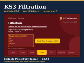 KS3 Activate C2.2 Separating Mixtures: Filtration