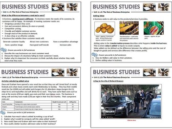 GCSE Business Studies (9-1) Edexcel Unit Enterprise 1.1.3 Role of Business Enterprise