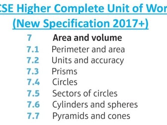 GCSE Higher (Unit 7): Area and Volume