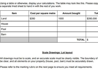 Mathematics Standard 1 Assignment Financial, Scale Drawings