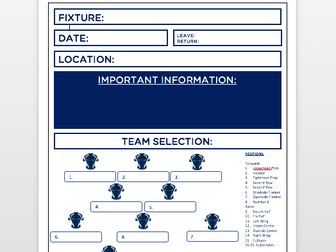 Rugby Team Selection - Blue