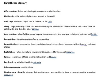 N5/H - Geography - Human - Glossaries