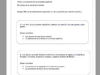 A-LEVEL SPANISH  EDEXCEL. CANDIDATE SPEAKING CARDS