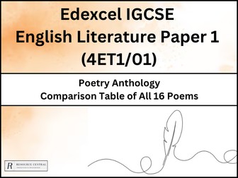 Poetry Anthology Comparison Grid