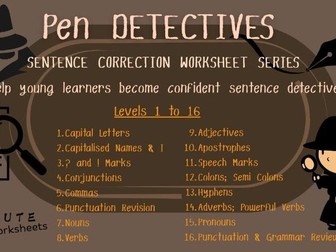 KS2 Conjunctions - Pen Detectives Level 4 Sentence Correction Worksheets