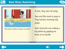 Sam Goes Swimming Interactive Storybook - Early Reader Level - PSHE KS1