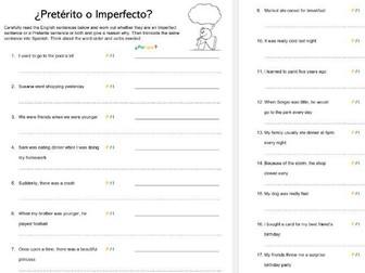 Preterite vs Imperfect Spanish Worksheet