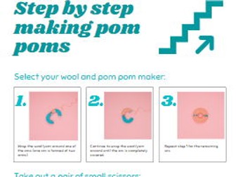 Step by step making pom poms